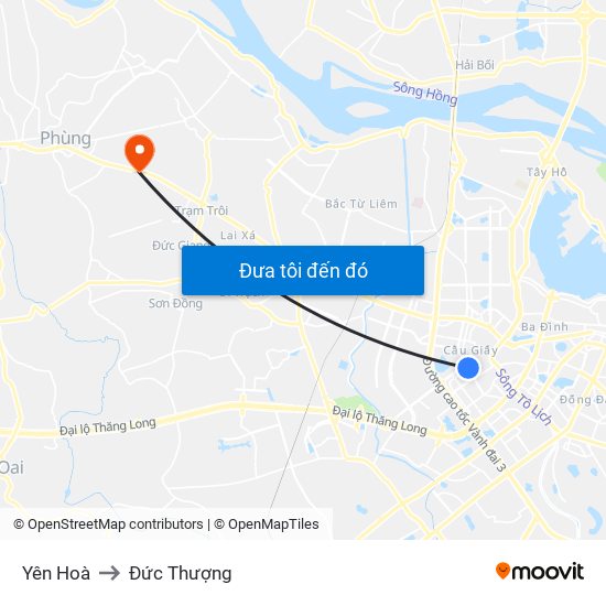 Yên Hoà to Đức Thượng map