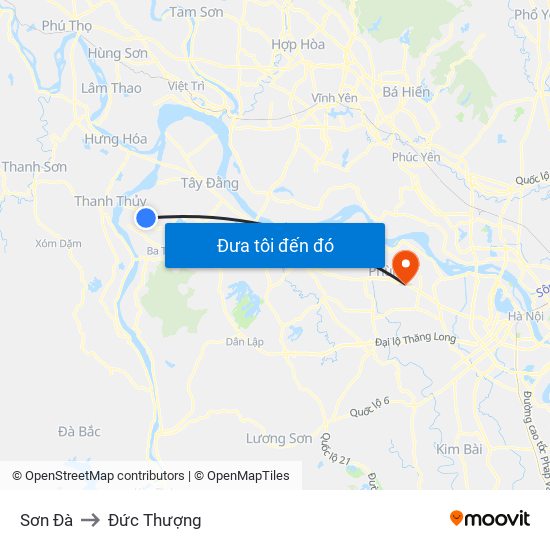 Sơn Đà to Đức Thượng map