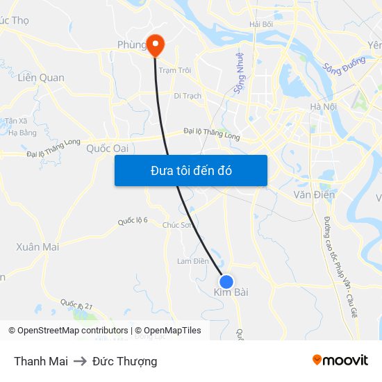 Thanh Mai to Đức Thượng map