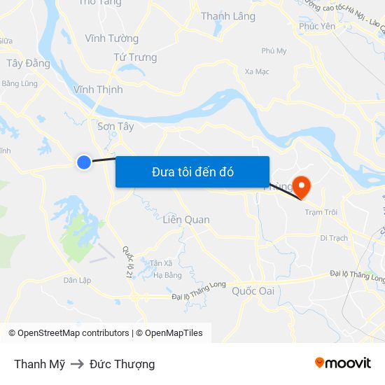 Thanh Mỹ to Đức Thượng map