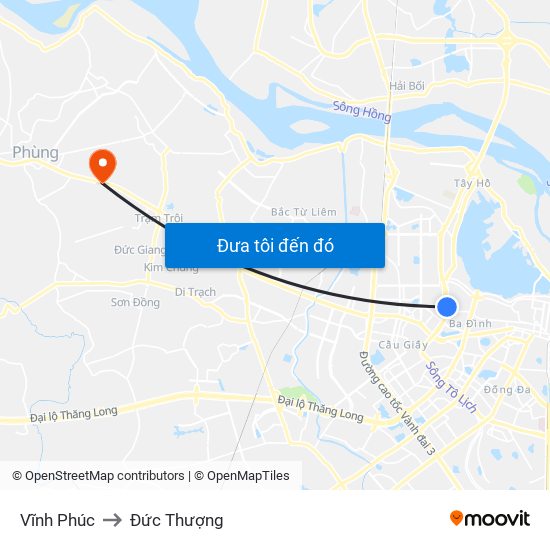 Vĩnh Phúc to Đức Thượng map