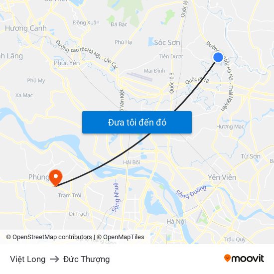 Việt Long to Đức Thượng map