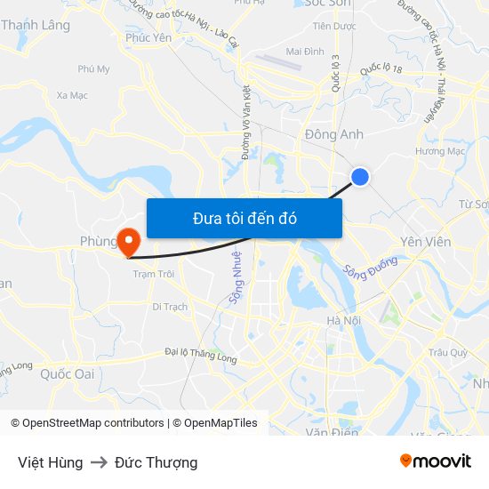 Việt Hùng to Đức Thượng map