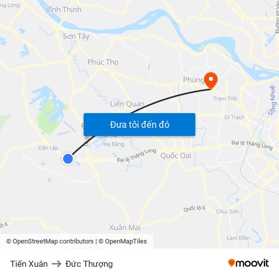 Tiến Xuân to Đức Thượng map