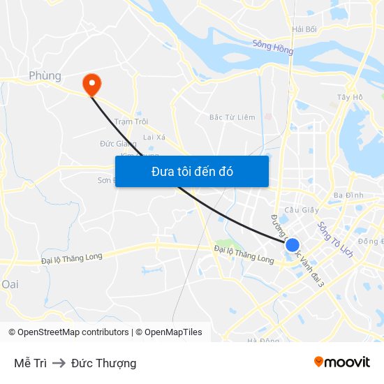 Mễ Trì to Đức Thượng map