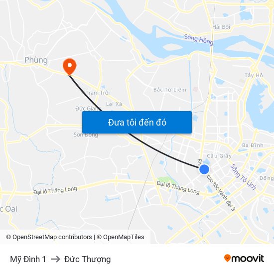 Mỹ Đình 1 to Đức Thượng map