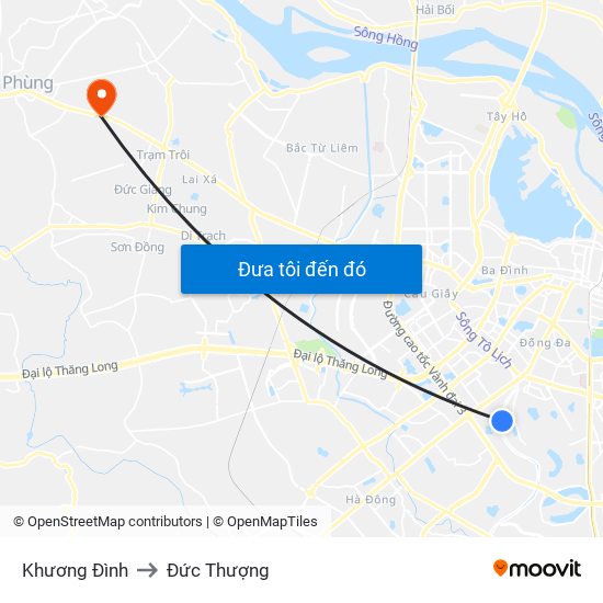 Khương Đình to Đức Thượng map