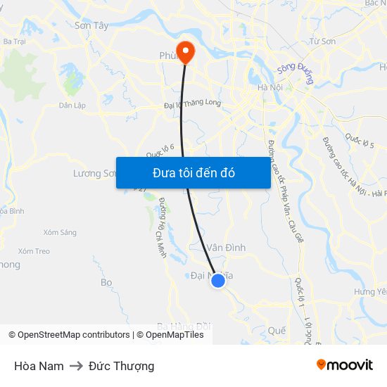 Hòa Nam to Đức Thượng map