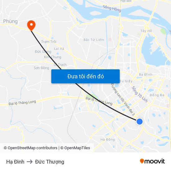 Hạ Đình to Đức Thượng map