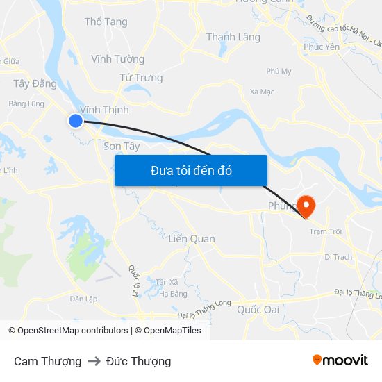 Cam Thượng to Đức Thượng map