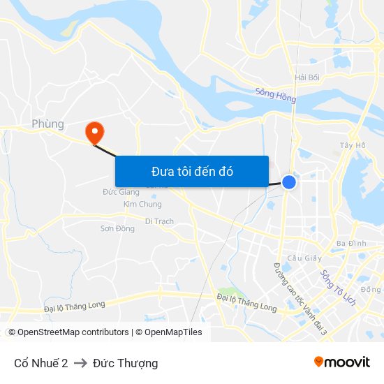 Cổ Nhuế 2 to Đức Thượng map