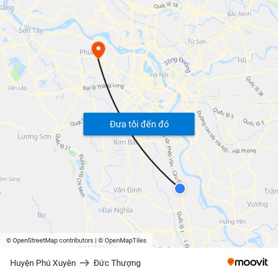 Huyện Phú Xuyên to Đức Thượng map