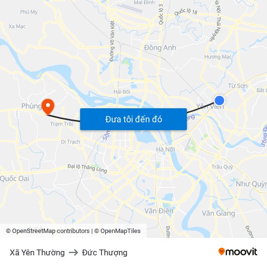 Xã Yên Thường to Đức Thượng map