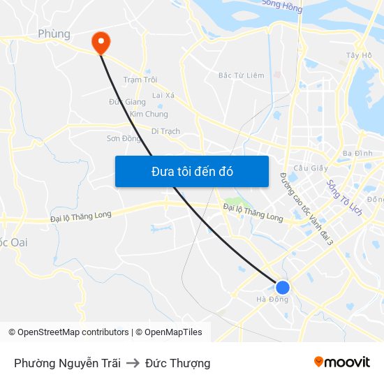 Phường Nguyễn Trãi to Đức Thượng map