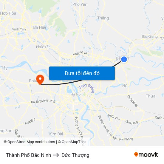 Thành Phố Bắc Ninh to Đức Thượng map