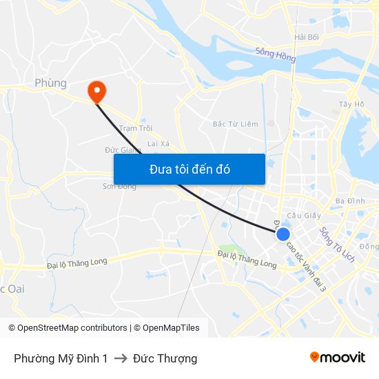 Phường Mỹ Đình 1 to Đức Thượng map