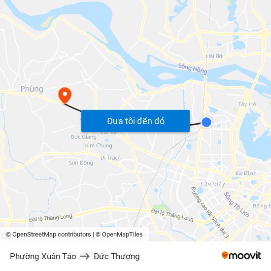 Phường Xuân Tảo to Đức Thượng map