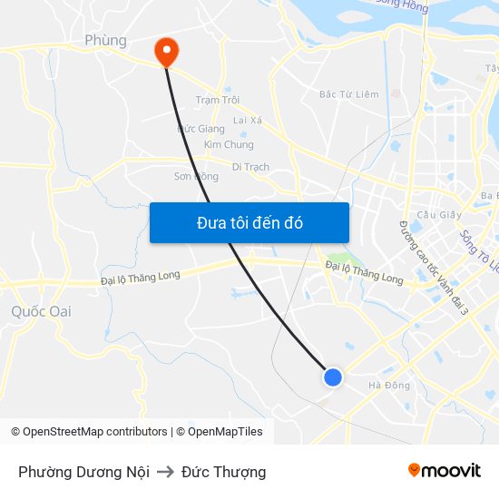Phường Dương Nội to Đức Thượng map