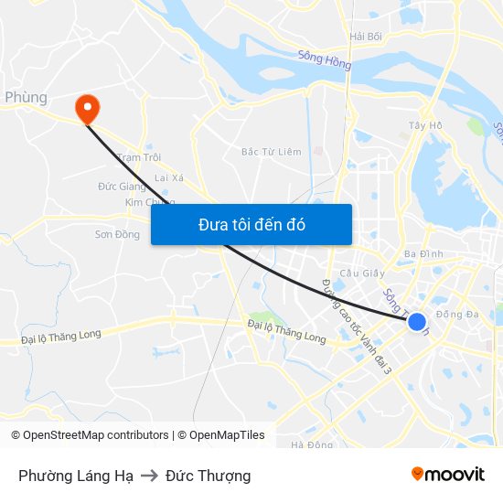 Phường Láng Hạ to Đức Thượng map