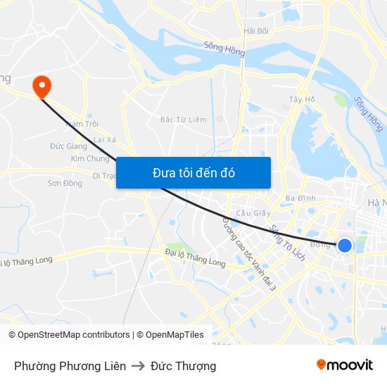 Phường Phương Liên to Đức Thượng map