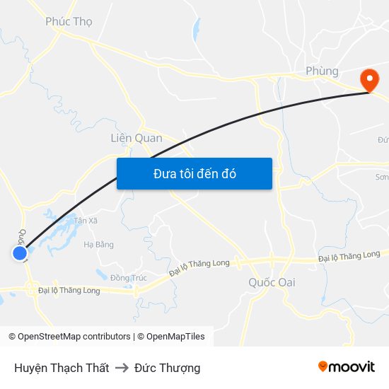 Huyện Thạch Thất to Đức Thượng map