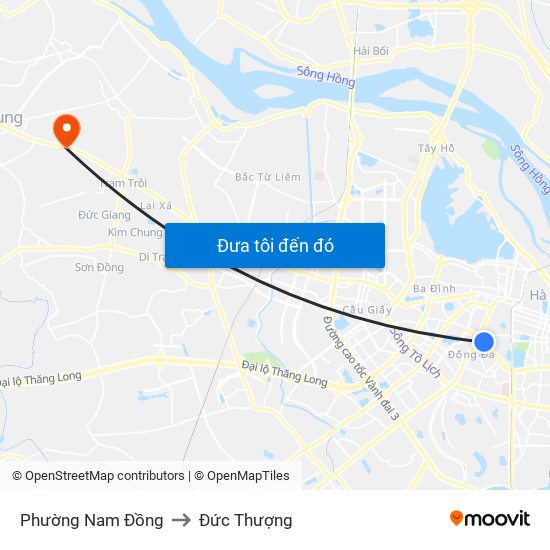 Phường Nam Đồng to Đức Thượng map