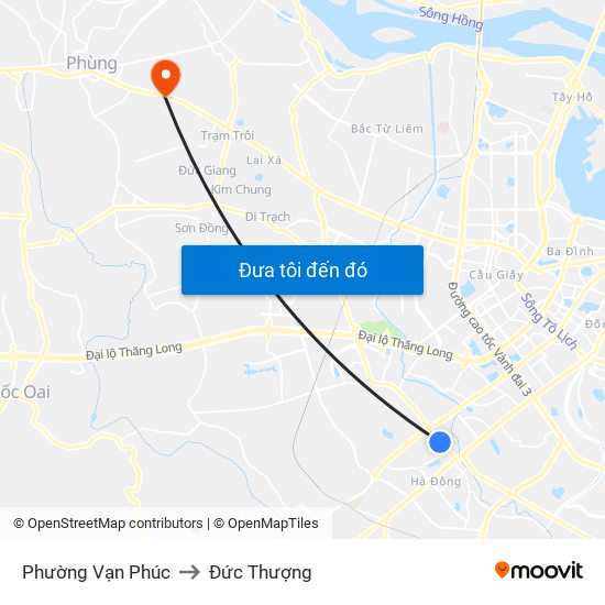 Phường Vạn Phúc to Đức Thượng map