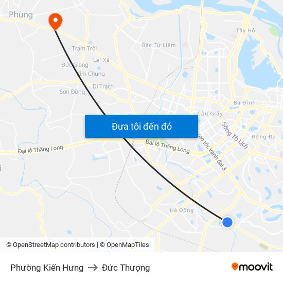 Phường Kiến Hưng to Đức Thượng map