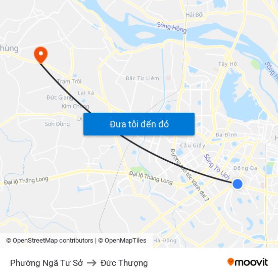 Phường Ngã Tư Sở to Đức Thượng map