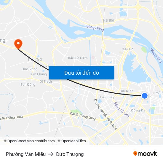 Phường Văn Miếu to Đức Thượng map