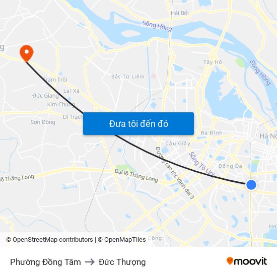 Phường Đồng Tâm to Đức Thượng map