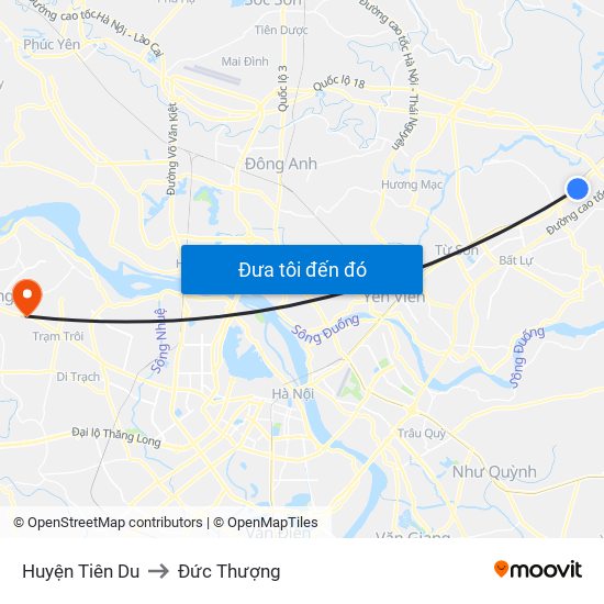 Huyện Tiên Du to Đức Thượng map