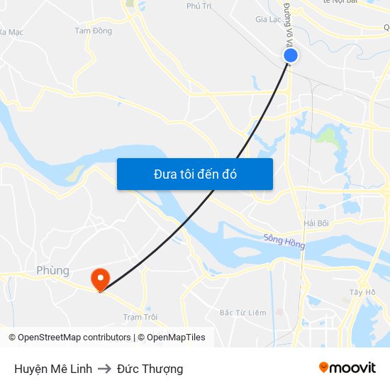 Huyện Mê Linh to Đức Thượng map