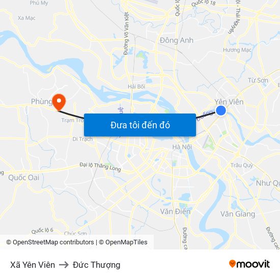 Xã Yên Viên to Đức Thượng map