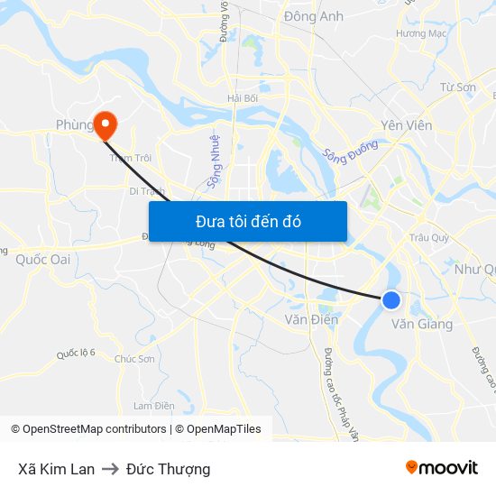 Xã Kim Lan to Đức Thượng map