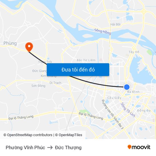 Phường Vĩnh Phúc to Đức Thượng map