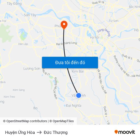 Huyện Ứng Hòa to Đức Thượng map