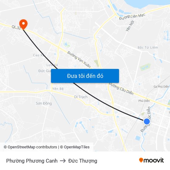 Phường Phương Canh to Đức Thượng map