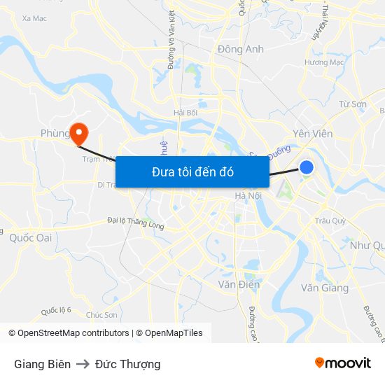 Giang Biên to Đức Thượng map