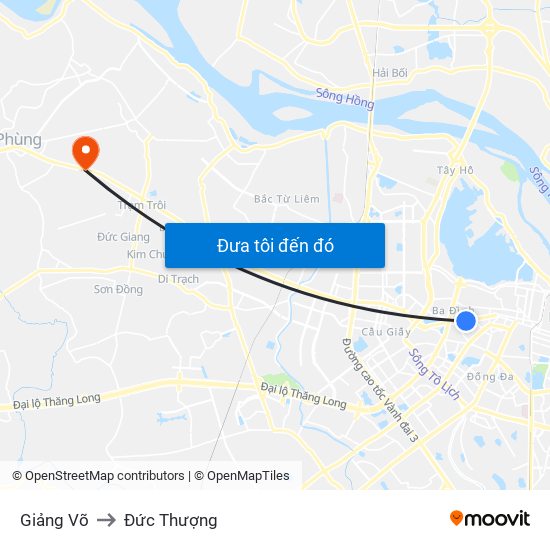 Giảng Võ to Đức Thượng map