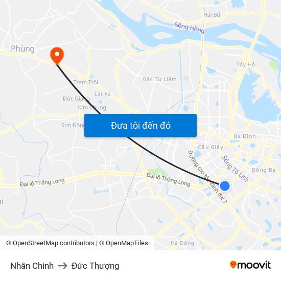 Nhân Chính to Đức Thượng map