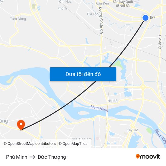 Phú Minh to Đức Thượng map