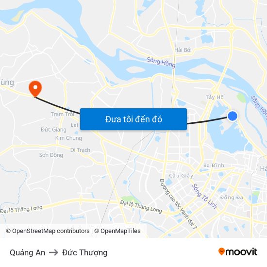 Quảng An to Đức Thượng map