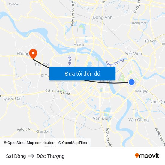 Sài Đồng to Đức Thượng map