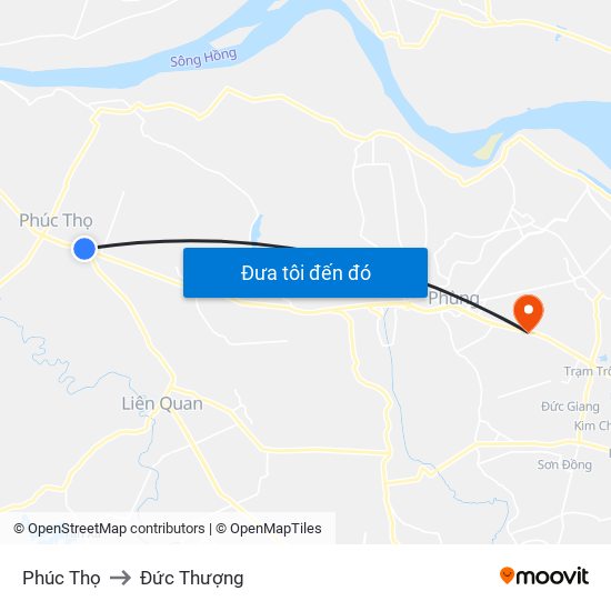 Phúc Thọ to Đức Thượng map