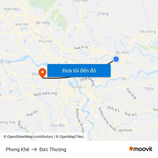 Phong Khê to Đức Thượng map