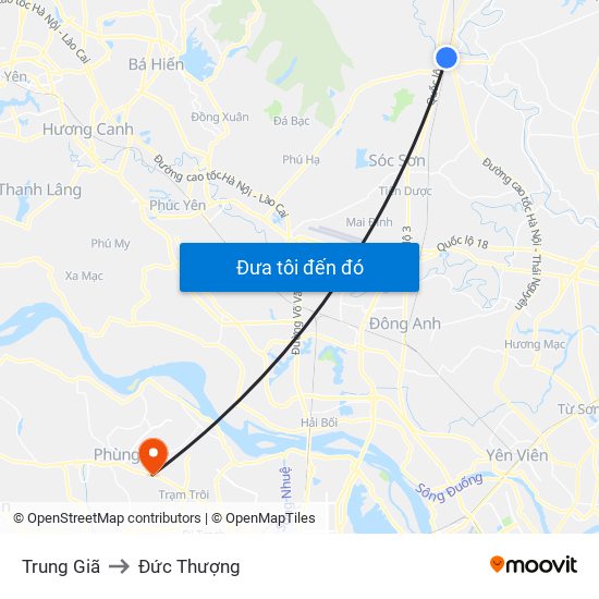 Trung Giã to Đức Thượng map