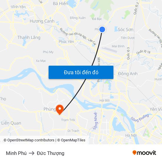 Minh Phú to Đức Thượng map
