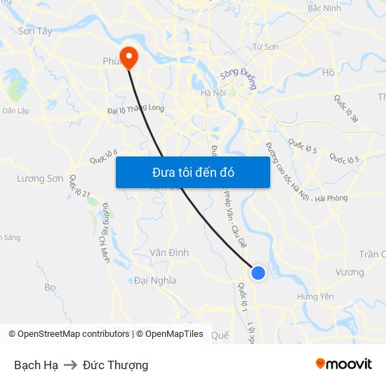 Bạch Hạ to Đức Thượng map