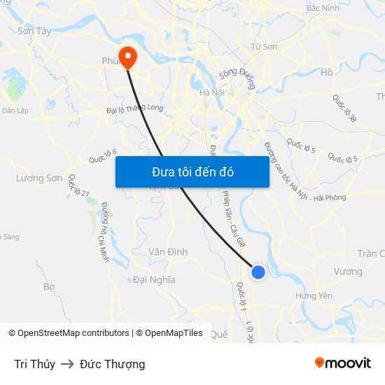 Tri Thủy to Đức Thượng map